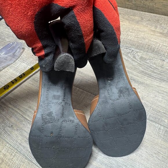 Franco Sarto Brown Leather Heeled Slides with Buckle Accent Women's Size 10 - Picture 4 of 6